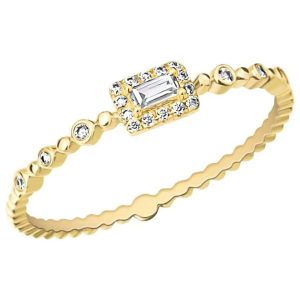 Anel Dourado com Zircônia Retangular Cravejada